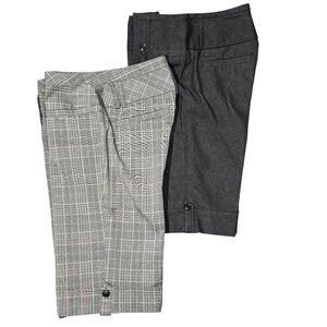 2 Stoosh Capri Dress Pants / Shorts - Size 1 - Gray Plaid & Charcoal Gray Solid